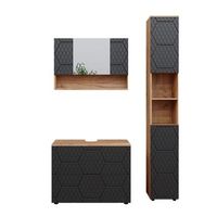 conjunto de muebles de bano irma 3 piezas con armario con espejo 80 cm vicco