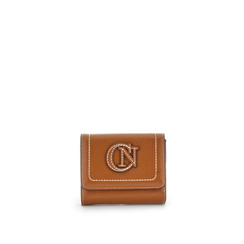 cartera pequeña con solapa efecto piel granulada tan taglia unica