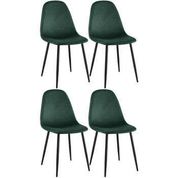 Conjunto De 4 Sillas De Comedor Napier Terciopelo Verde 51x44x88 Cm Clp