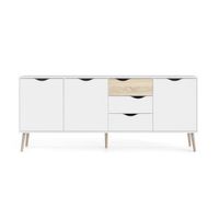 aparador 3 puertas efecto roble y blanco l1957 cm