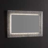 espejo reversible con marco de granilla de vidrio fundido en color hielo y iluminacion led