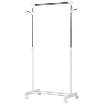 Perchero de ropa 68.5x42x145 cm blanco y plata