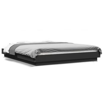 Estructura Cama Con Luces Led Madera Ingeniería Negro 150x200cm Vidaxl