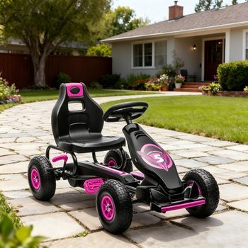Kart Pedales Para Niños De 5-12 Años Negro Y Rosa Homcom