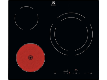 Placa vitrocerámica - Electrolux LR633CK, 3 zonas, Zona grande 27 cm, Temporizador, 60 Negro