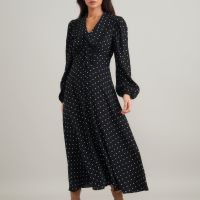 nobodys child otillie polka dot crepe midi dress - uk 8