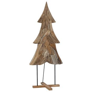 Árbol De Navidad Marrón 181,5 Cm Madera De Teca Maciza Vidaxl