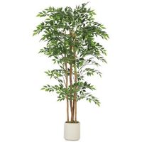 banyan artificial 180 cm con tronco de madera y maceta verde