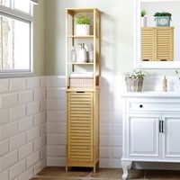 estanteria de bano kleankin de bambu 34x30x173 cm natural