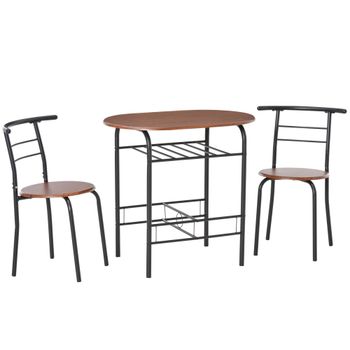HOMCOM Conjunto de Mesa Moderna con 2 Sillas para Comedor Conjunto de 3 Piezas de Muebles Ahorro de Espacio para Cocina Balcón   Aosom España