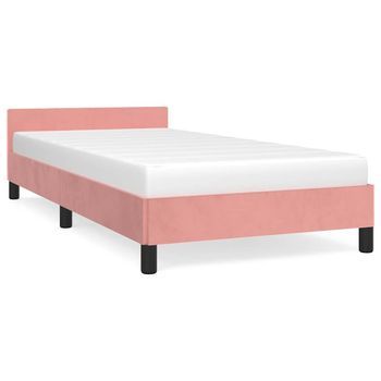 Cama Individual | Cama De Adulto | Cama Con Cabecero Sin Colchón Terciopelo Rosa 100x200 Cm