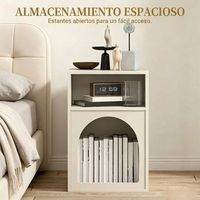mesita de noche con estantes abiertos diseno curvo moderno mesa auxiliar para dormitorio mdf color crema