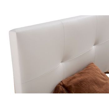 Cabecero De Cama Tapizado 160 Cm | Blanco | Tela De Polipiel Liso | Directo Al Suelo Sin Agujeros | Descansin