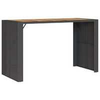 mesa de jardin  mesa de exterior superficie de madera ratan pe negro 185x80x110cm