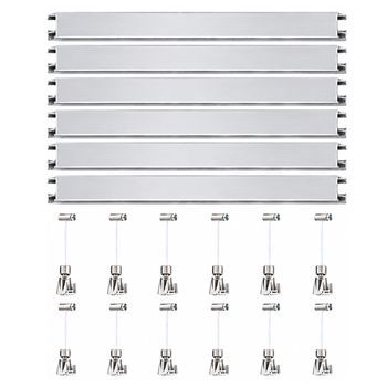 Colgar Cuadros Sin Agujeros Pack 9 Metros Eurohang Guías Aluminio Plata Mate 150 Cm Con 12 Colgadores Automático Nylon Clips Tapas Tornillos