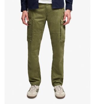 Superdry para hombre. M7011511A Pantalón cargo Slim Taper verde (34/32), Casual, Algodón
