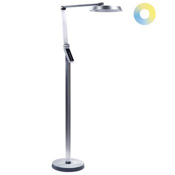 Lámpara De Pie Led Plateada 170 Cm Material Sintético Altura Regulable Carina