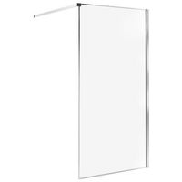 mampara de ducha bano de vidrio templado sin puerta plateado 100 x 190 cm waspam