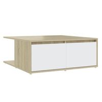 mesa de cafe - mesa de centro madera contrachapada blanco y roble 80x80x31 cm