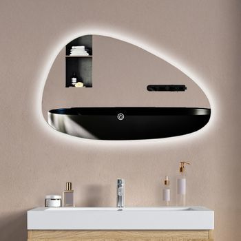 Espejo De Baño Con Luz Led 60 X 37,5 Cm, Asimétrico, Antivaho, 3 Colores Dimmable - Lomazoo Malaga