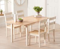 chiltern 120cm extending cream painted and oak table with chiltern chairs - cream 4 chairs