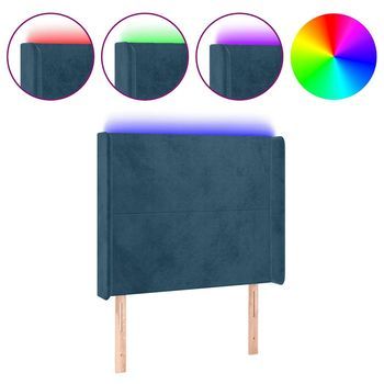 Cabecero Con Led De Terciopelo Azul Oscuro 103x16x118/128 Cm Vidaxl