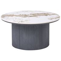 mesa de centro con base de mdf y tablero de marmol blanco ceramico diseno moderno pata acanalada o 80 cm negro dora