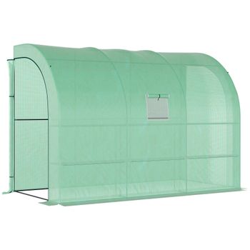 Outsunny Invernadero, Invernadero de jardín con cubierta de plástico resistente a los rayos UV, 3 niveles, puertas con Cremallera   Aosom España