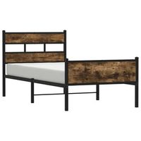 cama individual  cama de adulto  estructura cama sin colchon madera roble ahumado 80x200 cm
