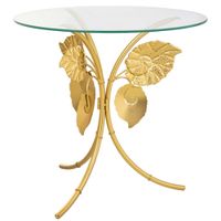 mesa esquinera redonda de metal dorado d70x70