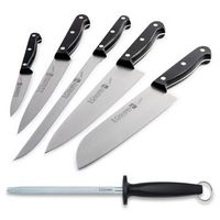 3 claveles uniblock - juego 5 cuchillos profesionales acero inoxidable y chaira de 20 cm