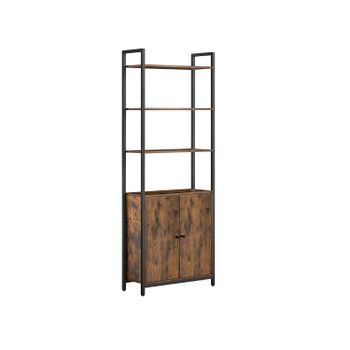 Librería de 6 Niveles 24 x 60 x 159,5 cm, Marrón Rústico + Negro Tinta