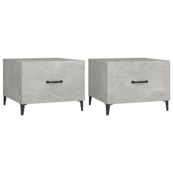 Pack 2 Uds Mesa De Centro，mesa Auxiliar，mesa De Café Patas De Metal Gris Hormigón 50x50x40 Cm