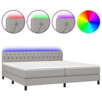 estructura de cama led con cabecero con somier y cubrecolchon 200x200 cm tela gris claro tdl0207794