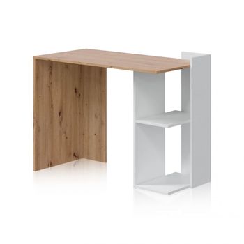 Mesa de escritorio con estantería lateral 100x50 cm blanco roble nodi