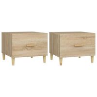 pack 2 uds mesas de centromesa auxiliarmesa de cafe madera ingenieria roble sonoma 50x50x40cm