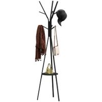 homcom perchero de pie metalico vintage 45x45x180cm con 9 ganchos y estante diseno de arbol para colgar ropa y bolsas   aosom espana
