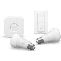 philips hue hue white  colour ambience smart lighting starter kit with bridge  switch - e27 white