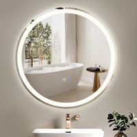 nettlife espejo de bano con luz led - redondo 60 cm led mural interruptor tactil antineblina ip44 ajustable 3000k-6500k
