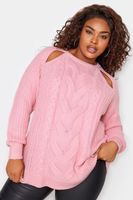yours jersey rosa de punto de ochos cut out en hombros mujer curvy y tallas grandes yours