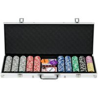 sportnow set de poker con 500 fichas 2 barajas de cartas dados tapete y boton de crupier set de casino texas holdem con maletin