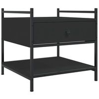 mesa de centro 50x50x50 cm madera y metal trabajados - negro