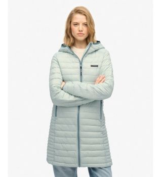 Superdry para mujer. W5011972A Chaqueta Hood Fuji Lite Mid Padded azul (XL), Casual, Nylon