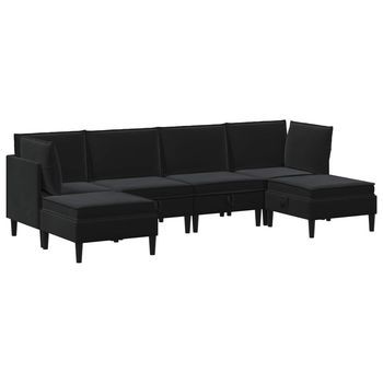 Juego De Muebles De Salón 6 Uds. Negro Terciopelo Vidaxl