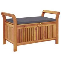 banco almacenaje jardin con cojin madera maciza de acacia 91 cm vidaxl