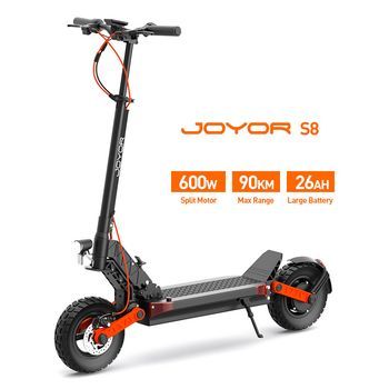 Patinete Eléctrico Joyor S8 De 600 W - 48 V 26 Ah, Autonomía De 90 Km, Doble Suspensión, Frenos De Disco Y Neumáticos Todoterreno De 10