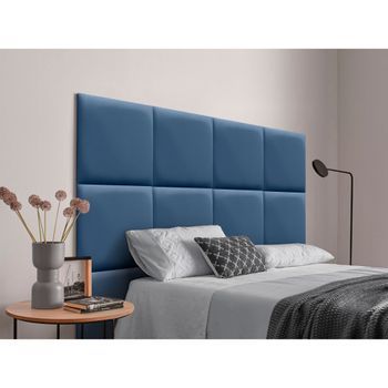 Dhome Cabecero Tapizado Para Camas De 110 De Polipiel Premium Compuesto De Paneles Autoadhesivos Intercambiables Lujo Dormitorio Acolchado (azul,
