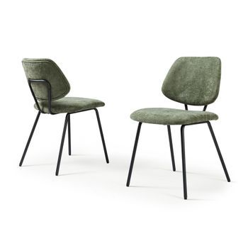 Juego De 2 Sillas De Comedor Köma Tela Acero 78x49x55cm Verde Oscuro [en.casa]