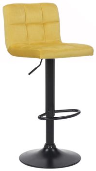 Taburete de bar regulable y giratorio en terciopelo amarillo