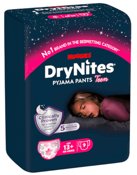 Huggies DryNites Pañales de Noche Niña Talla +13 (48-60 Kg) 9 Uds